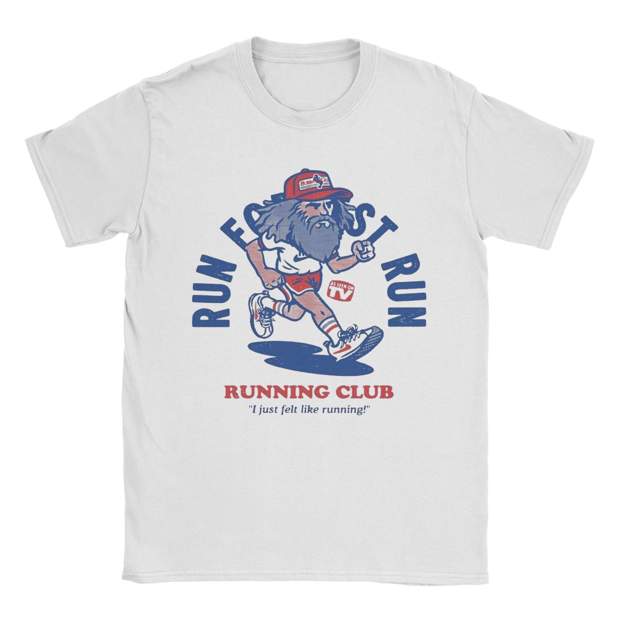 Forrest Gump Lauf-T-Shirt für Herren Vintage 100% Baumwolle T-Shirt Rundhals Kurzarm T-Shirt Bedruckte Kleidung M white