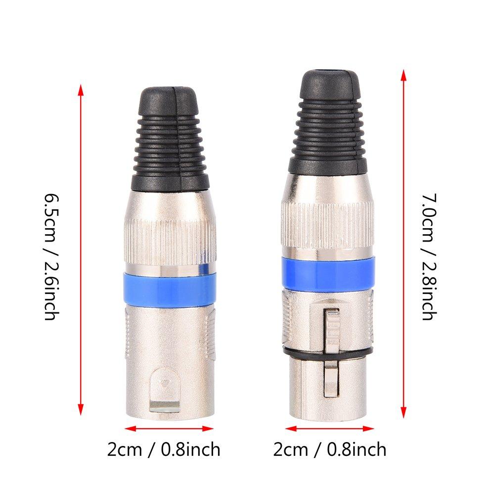 VBESTLIFE 5pcs 3-Pin XLR Microphone Audio Connectors, Male Plug + Female Socket, Zinc Alloy, High Conductivity, Ultra Durable, Low Noise, XLR 3-Pin