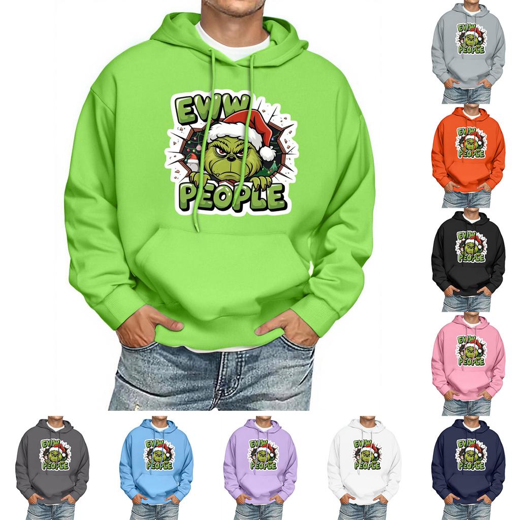 Men's Print Hooded Sweatshirt Long-Sleeve Casual Pullover Hoodie Hooded Sweatshirt