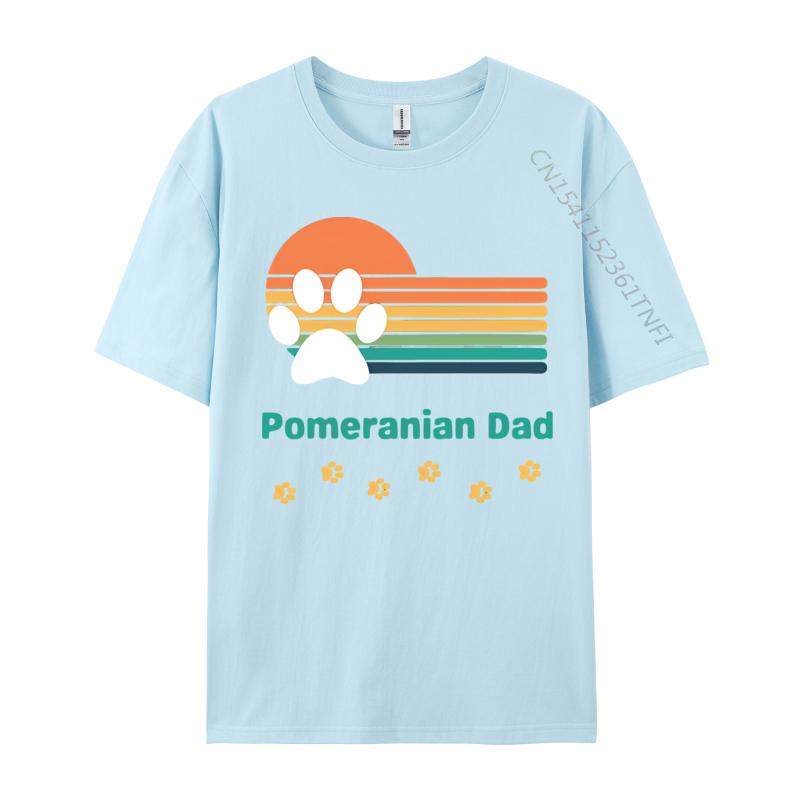 Pomeranian Dog Dad Vintage Retro Colorful Tshirt Men T Shirts Gifts Print Tshirts Casual Plus Size Tops Tee Graphic T Shirts