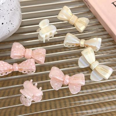 Bonita Garra para el Pelo Pequeña de Color Gelatina Adorable Pinza para el Pelo con Lazo Horquilla para Mujeres Niñas Pasadores Dulces Accesorios para el Cabello de Moda