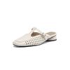 Fashion New Summer Slippers Genuine Leather Slippers for Women Fashion Hollow Out Mules Square Toe Low Heels Cover Toe Slippers Sandals