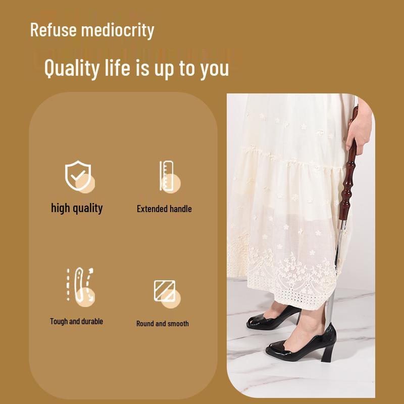 Extended Handle Stainless Steel Shoehorn for Easy Use - Household Shoe Lifter