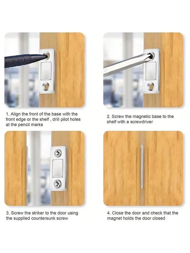Magnetic Cabinet Catches Door Stops Magnet Invisible Soft-Catch Ultra-Thin Hidden Door Closet with Screw for Furniture