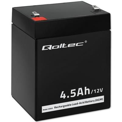 Qoltec AGM Battery | 12V | 4.5Ah | Maintenance-Free | Efficient | LongLife | for UPS, Scales, Cash Registers