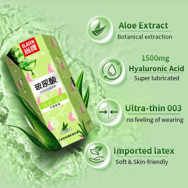 ELASUN Aloe Kwas hialuronowy Ultra Thin Delay Smooth Prezerwatywy