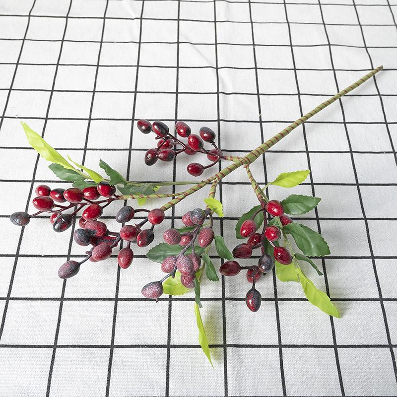 Simulated Olive Fruit Berry Bean Branch Christmas Wedding Home Lobby Decoration Living Room Vase Flower Table Top Arrangement