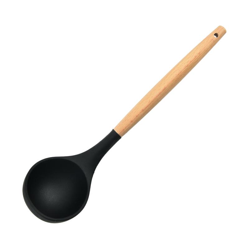 12-Piece Silicone Kitchen Utensil Set with Wooden Handles and Storage Container