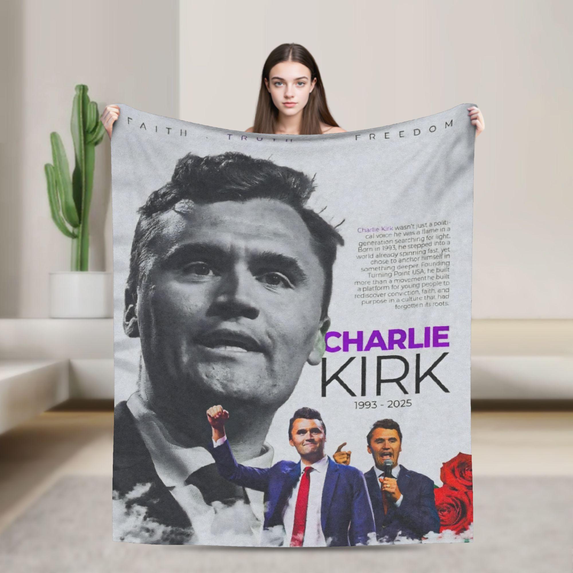 

RIP Charlie Kirk Memorial Blanket Fleece Winter A True Patriot Freedom Multifunction Soft Throw Blankets for Couch 75x90cm