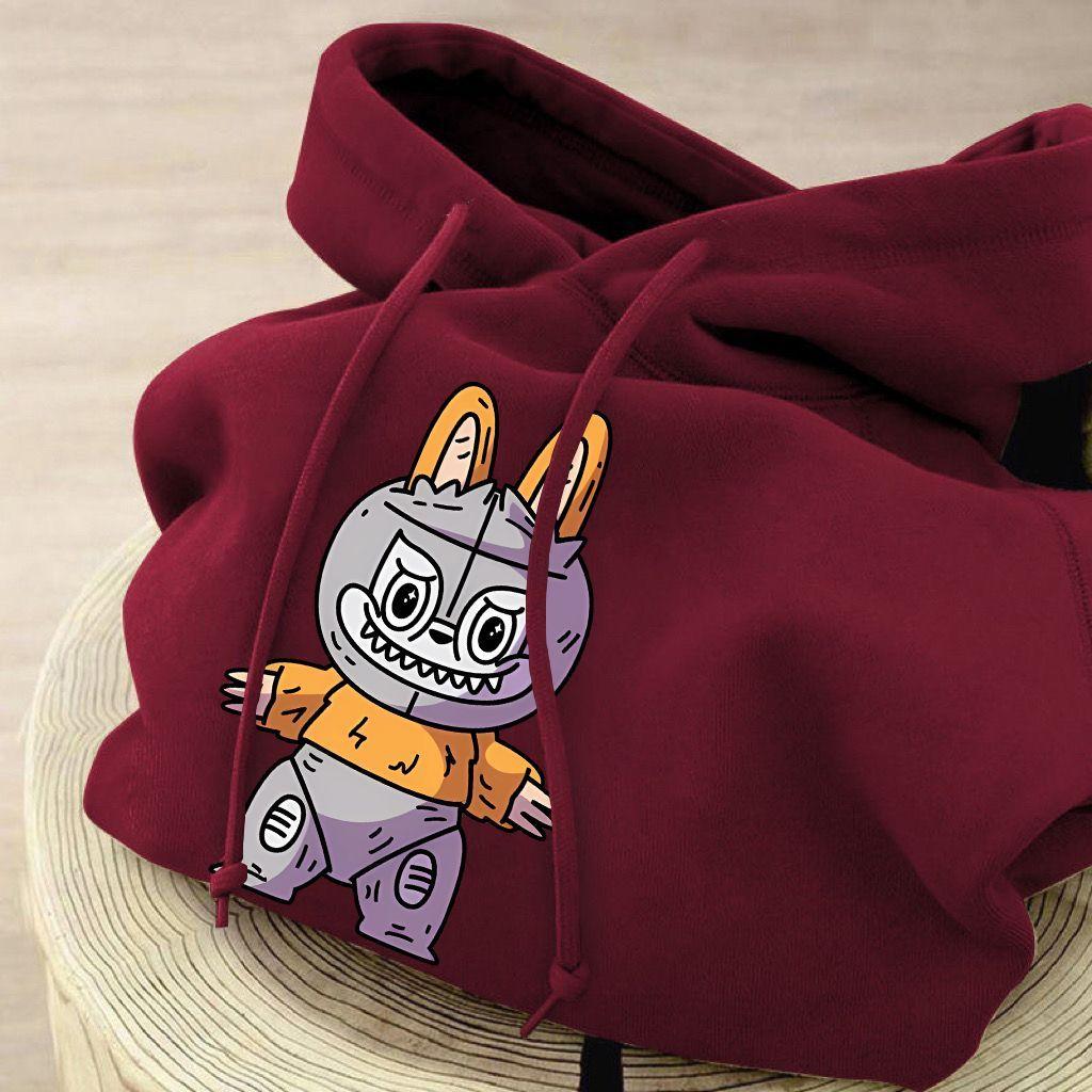 

Cute Hooded Burgundy Loose Sweatshirt for Children, Fashionable Long-sleeved Coat for Boys and Girls in Spring and Autumn 160