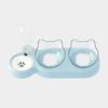 3 Piece Cat Bowl Set Double Food Water Feeder Non Spill Plastic Pet Bowls Grey Transparent Brown Blue Pink Pet Supplies KTY