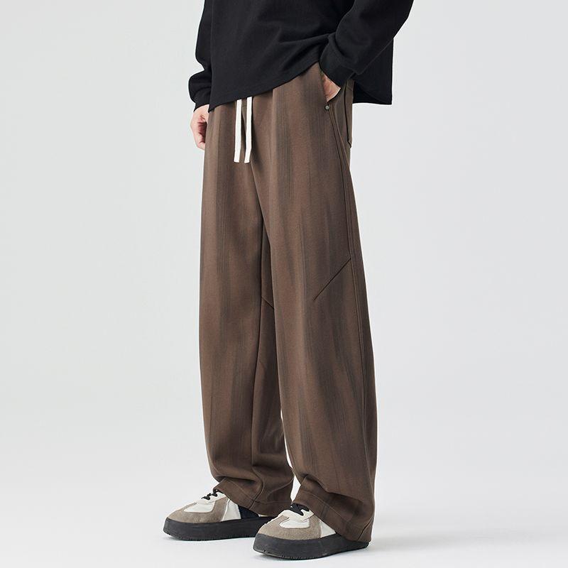 American retro trendy brand loose straight dirty sweatpants men's autumn new wide-leg elastic waist casual pants