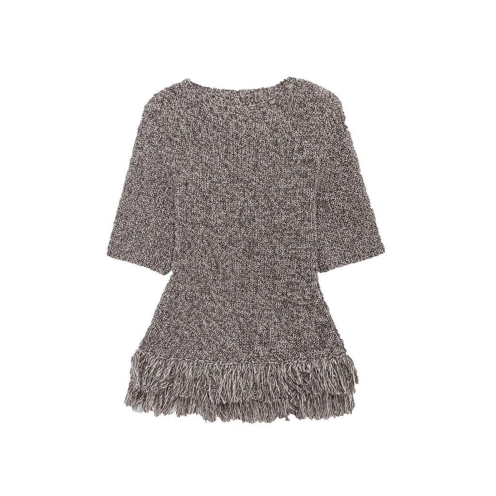 European and American Style, New Women's Clothing, Foreign Style, Fringed Knitted Crew Neck Short-sleeved Top 4331109.