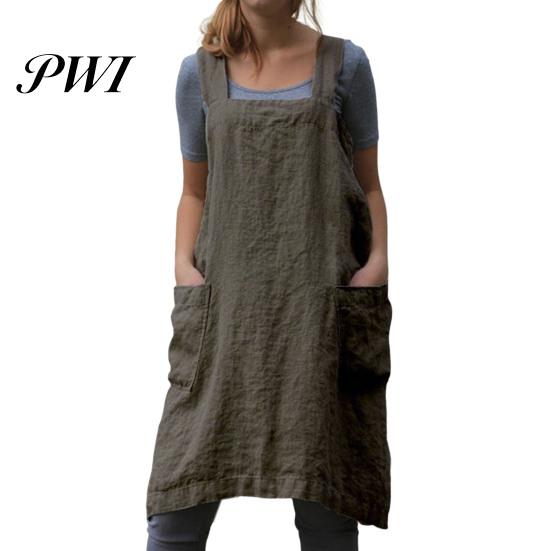 Washable Cooking Apron Solid Color Crisscross Back with Pockets Garden Fine Workmanship Baking Accessories