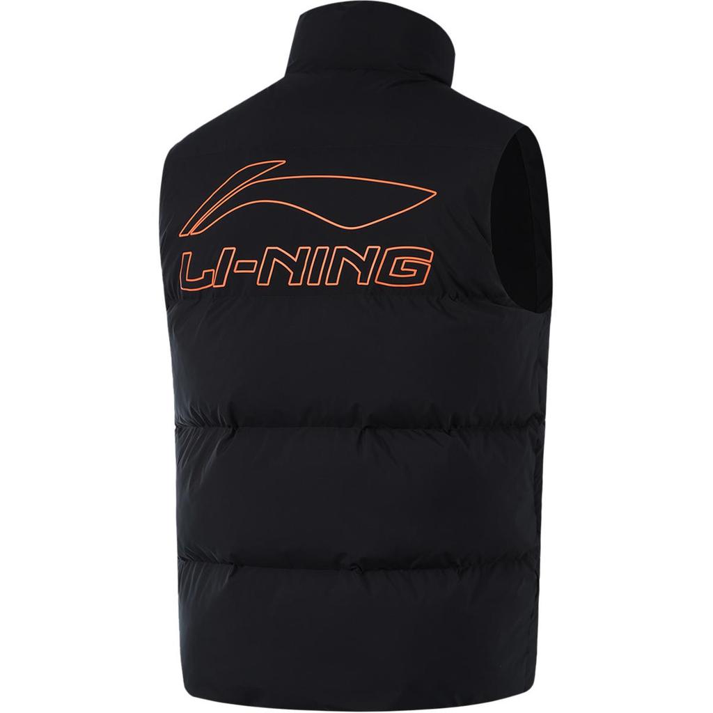 Li Ning Wygodna Casualowa Kamizelka ze Stójką Zapinana na Zamek z Nadrukiem Liter Męska Kamizelka Czarna AMMU029-1