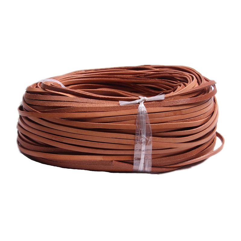 5 metri 3mm Cavo Piatto Rotondo in Vera Pelle Filo Colore Nero Marrone Corda di Pelle Stringa Bracciale Collana Fai da Te Creazione Gioielli