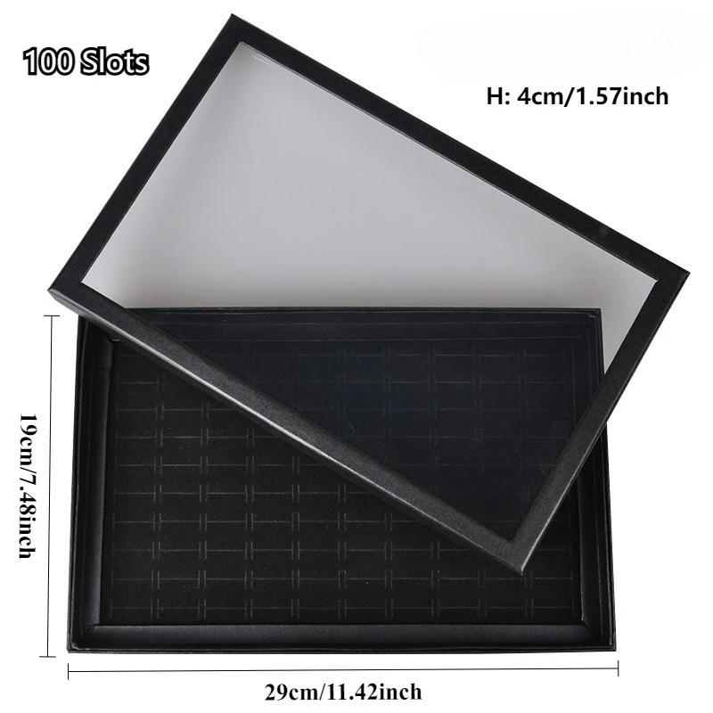 36 / 100 Slot Rings Display Box Stand Earrings Storage Box Storage Box with Transparent Cover Jewelry Display Cabinet