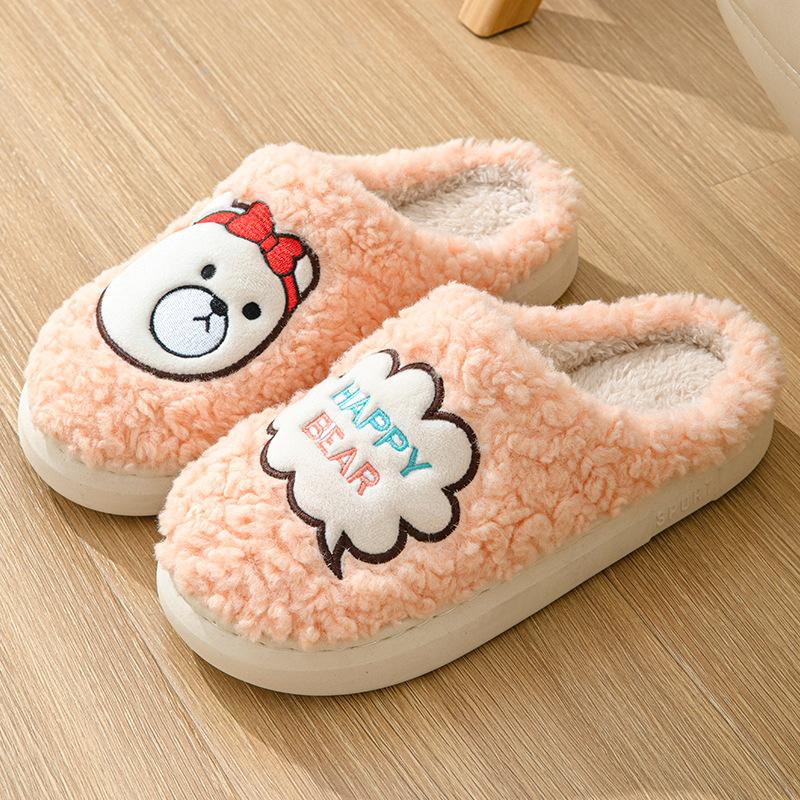 Cotton slippers women's velvet thermal slippers winter cotton drag couple cotton shoes men's thick-soled wool slippers shoes