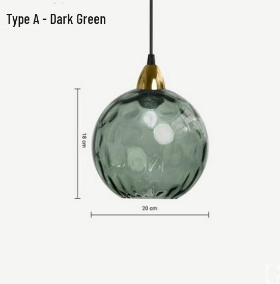 Nordic Embossed Colorful Glass Sphere Pendant Light for Bedroom, Bedside, or Restaurant Bar.