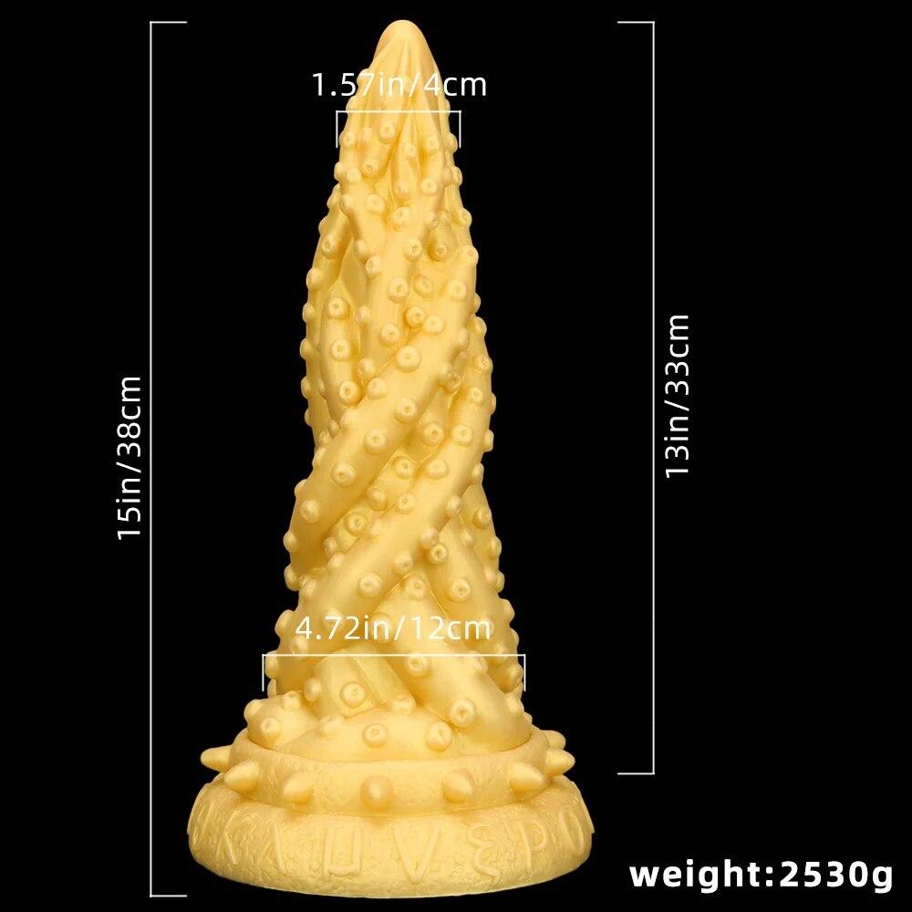 Extra Large Gold Silicone Anal Plug Dildo Anal Expander Fisting Adult Sex Toy Strap on Penis Big Dick Slave BDSM