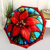 1pc Stained Glass Automatic Folding Umbrella - 8-Rib Iron Frame, Windproof, Portable Sunshade with Plastic Handle for Travel & Outdoor Activ