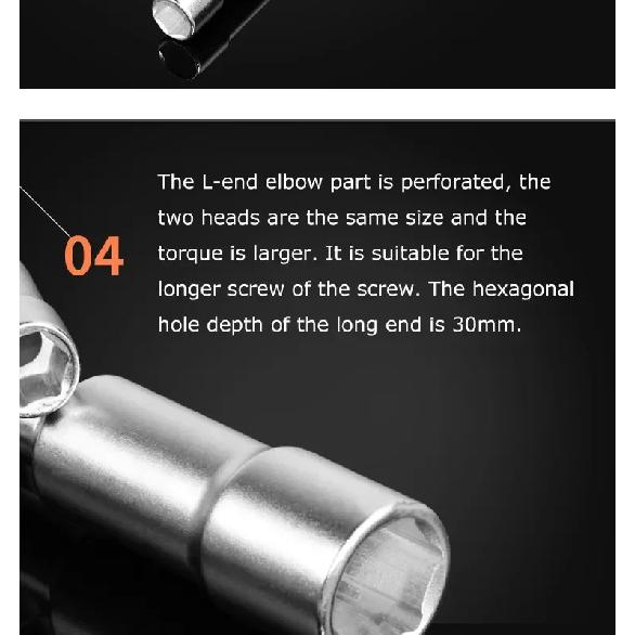 CRV Steel L Type Socket Spanner L Wrench 6 Point Hand Tools Automotive Mechanical Tool 8 10 12 13 14mm