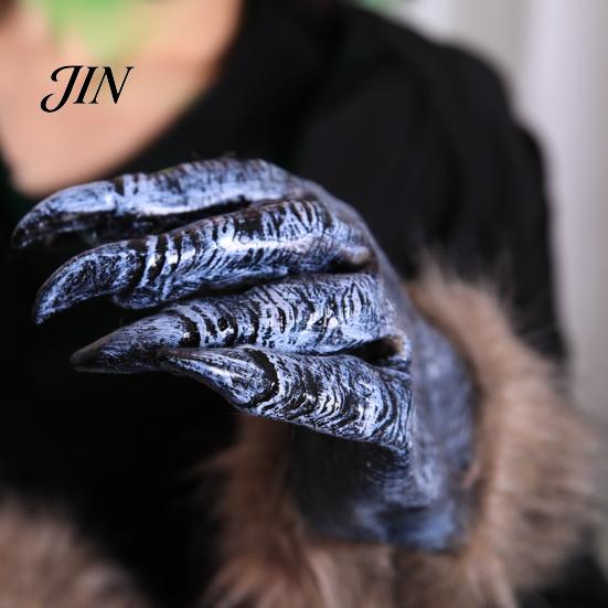 Langlebige Werwolf-Handschuhe Realistische Krallen-Handschuhe, Pelzige Schwarze Wolfspfoten Kostüm Kopfbedeckung, Halloween Cosplay Zubehör Bestien Tier Requisiten für