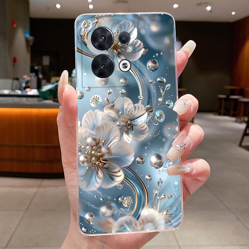 Hülle für OPPO Reno 8 5G Mode Schmetterlingsblumen Klar Weiches TPU Silikon Rückseite für OPPO Reno 8 Pro / Reno8 5G Handyhülle