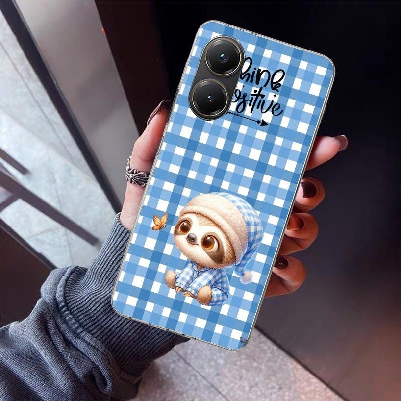 Animal Cute Cartoon Sloth Coffee Phone Case For Xiaomi Poco X7 X6 X5 Pro F7 Ultra Redmi 15C 15 13 13C 12 12C 10 10A 10C 9 9A 9C