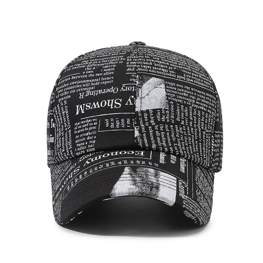Newspaper Pattern Personality Graffiti Baseball Cap Fashion Street Hip Hop Duck Cap Outdoor Sports Visor Sun Protection Visor Hat Truck Driver Hat