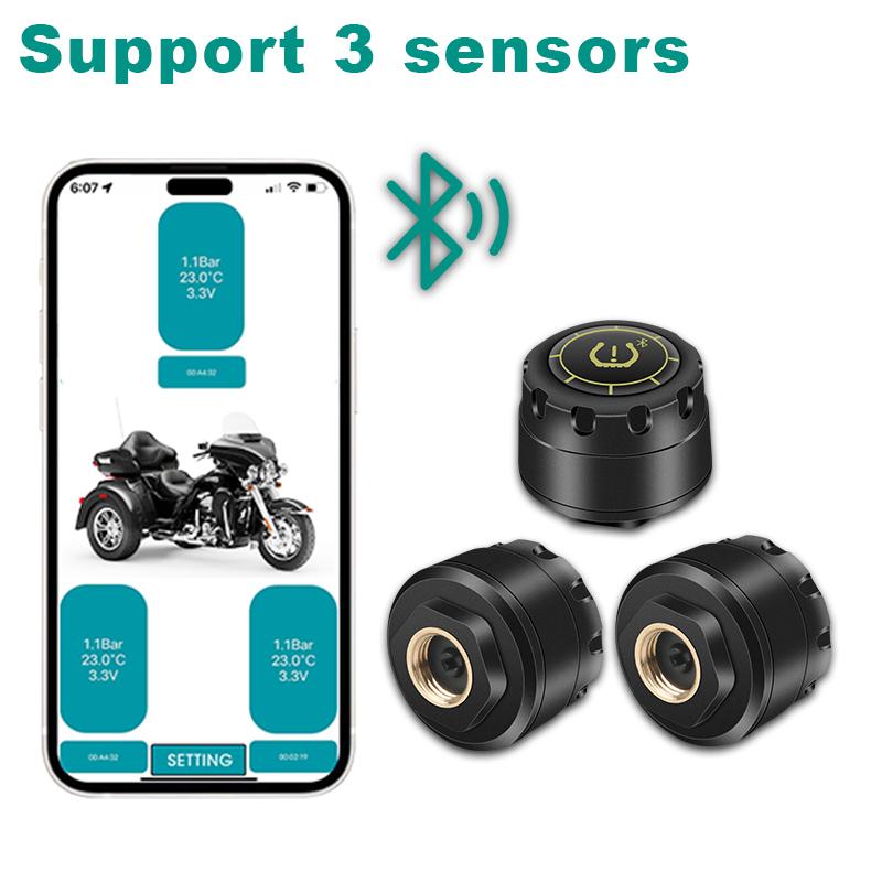 Jansite Bluetooth 5.0 Moto TPMS Car Tire Pressure Alarm Monitor System For Motorcycle Car IP67 Waterproof External Sensors 8 Bar 3pcs External sensor