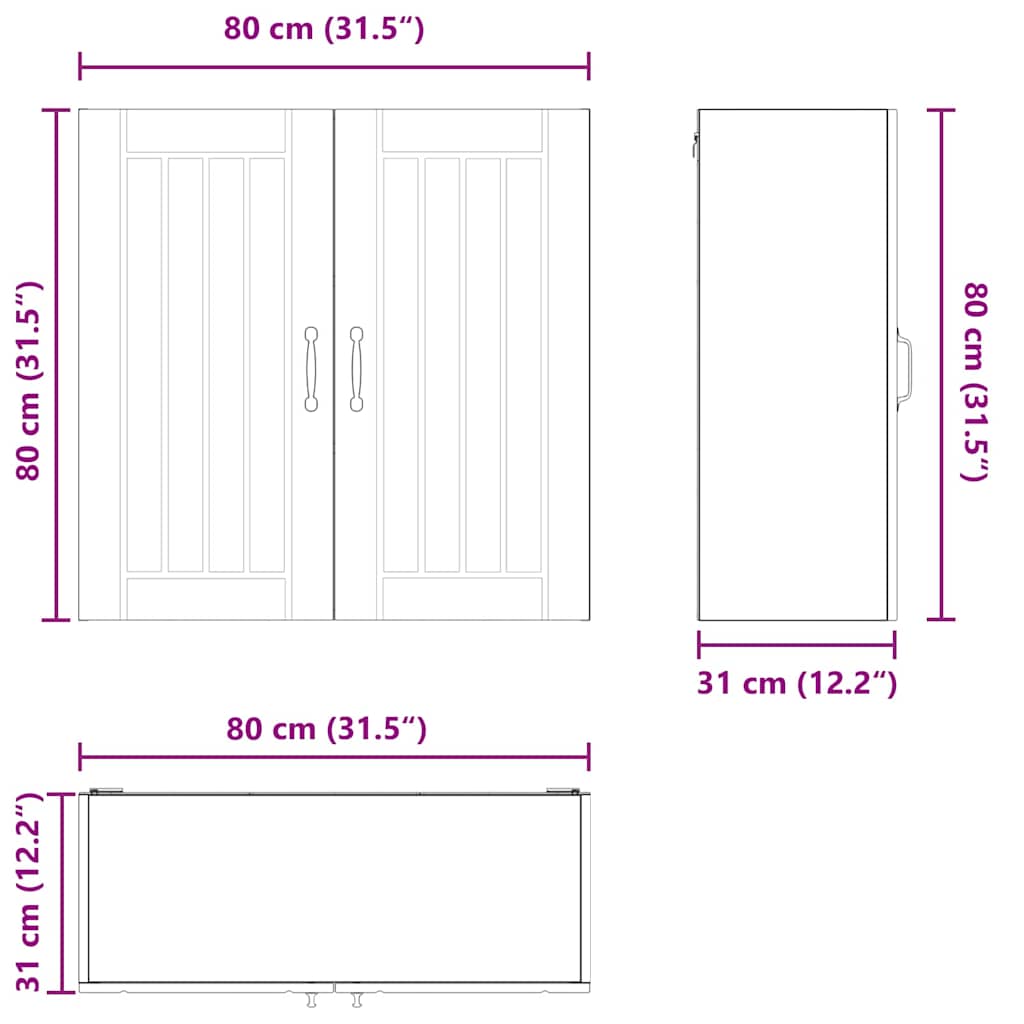 Wall Cabinet LUCCA Reclaimed Wood 80 X 31 X 80 Cm Wood Based Panel