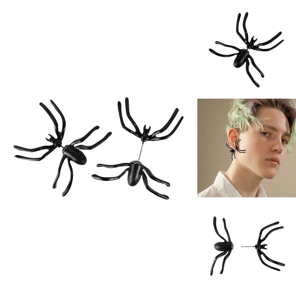 Gothic Animal Theme Alloy Earrings With Spider Design For Females