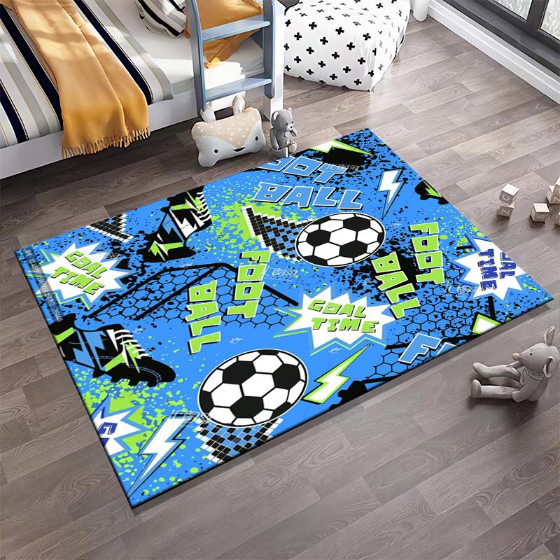 Soccer-Themed Carpet with "Foot Ball" Print and Goal Time Design Suitable for Use As an Anti-slip for Living Room Bedroom Sofas
