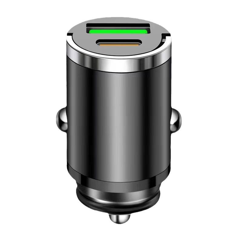 Compact Alloy Type-C Car Charger with Hidden Pull Ring - Fast Charging