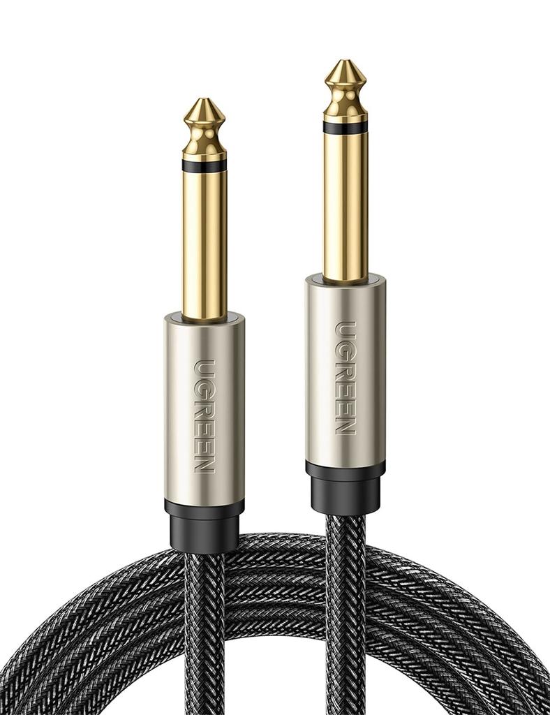 UGREEN 6.35mm Mono Cable, Standard Plug, Male-to-Male, for Connecting Mixers, Guitars, Amplifiers, Speakers, Etc., 1M