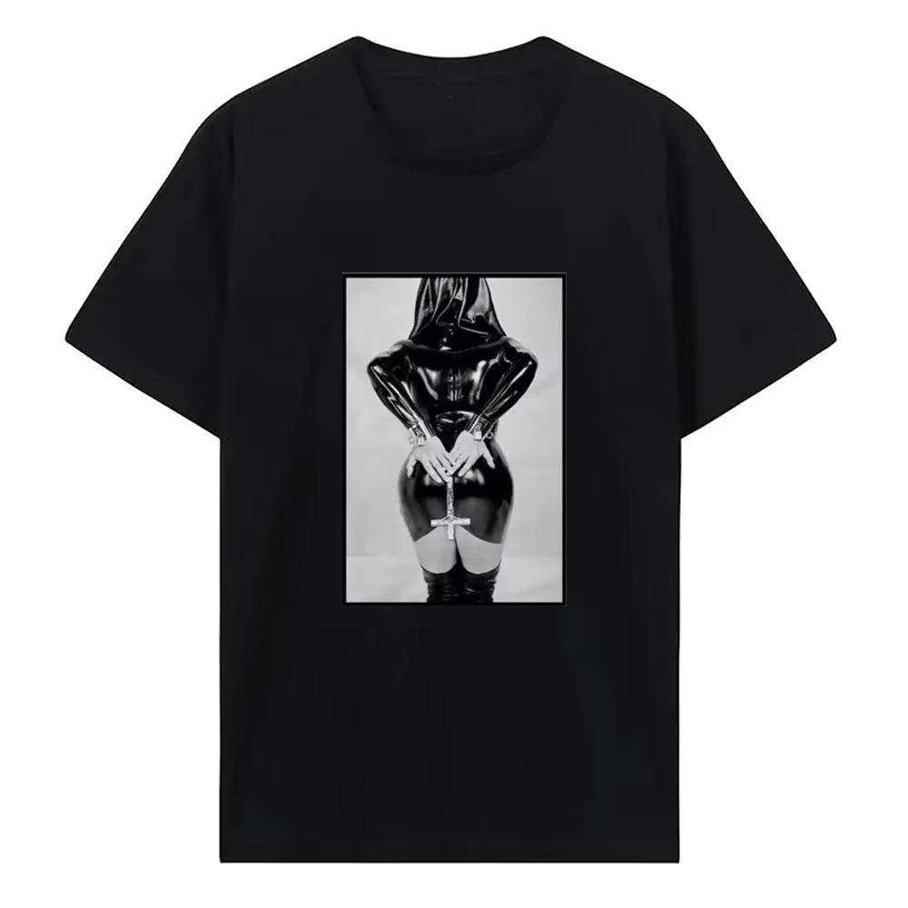 Humor Nun Nonne Church of Satan T Shirt Porn Porno Religion Inverted Cross Men Lastest Simple Style Design Men TShirt