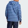 Adidas Originals Logo Print Ribbed Cuff Striped Hooded Sweatshirt Men Sweatshirt Blue IR7593