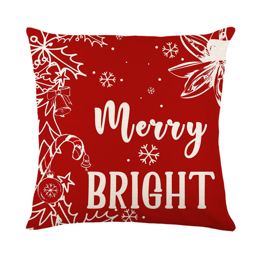 

New Style Pillow Cover Christmas Elk Santa Claus Polyester Printed Cushion Home Sofa Cushion Cover 45 * 45Cm (without pillow core)
