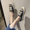 Fashion Casual Women Thick Bottom Sneaker Autumn Designer Mirror Luxury Canvas Rhinestone Women's Shoes Trend 2024 Fashion Running Black