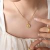 French Court Style Round Pendant Necklace with Embossed Queen's Head - Elegant and Trendy Accessory