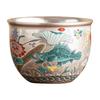 Fish Play Lotus Pond Straight Cup High-grade Hand-painted 999 Silver Master Cup Chinese Traditional Lotus Pond Map Teacup Gifts