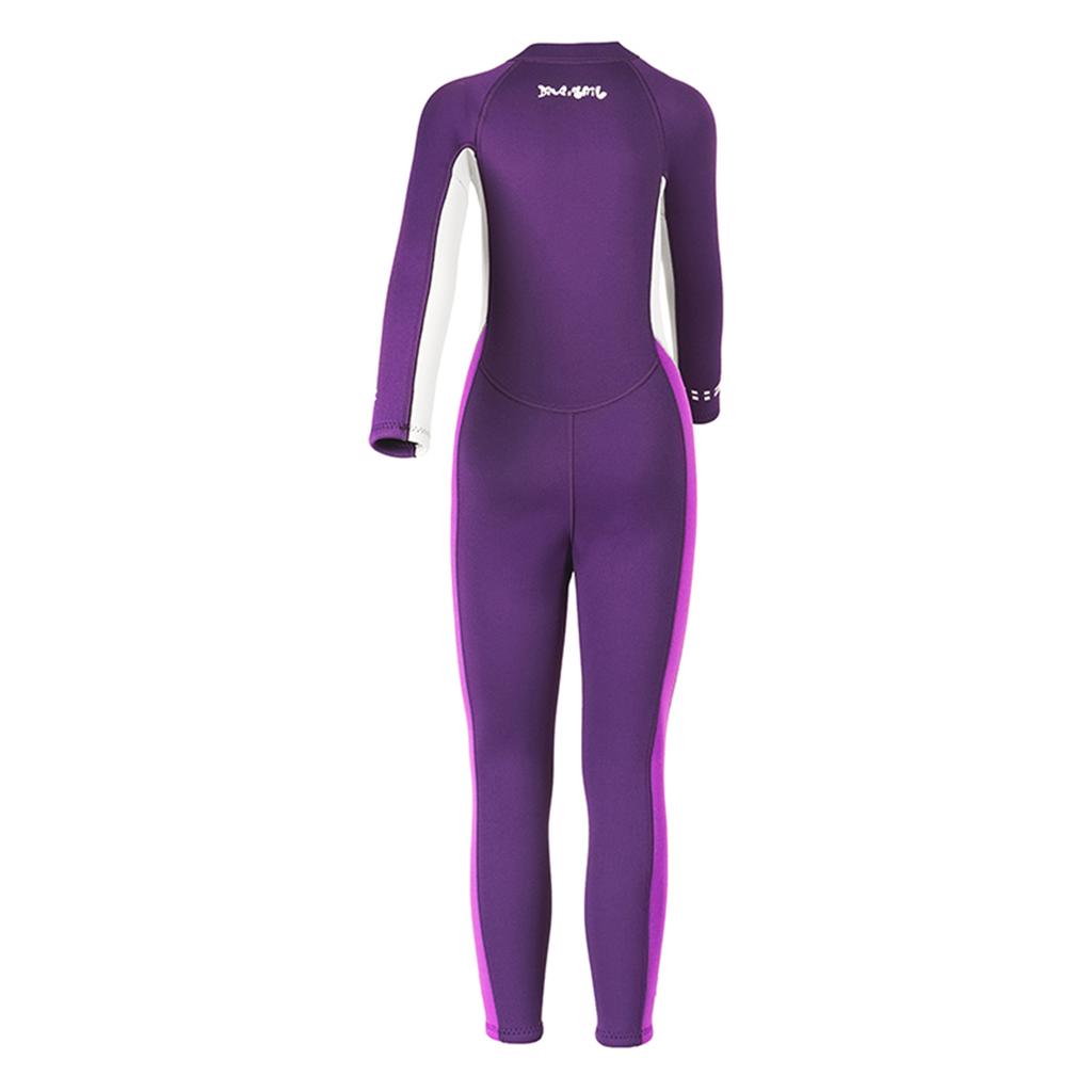 Girls Wetsuit Full Body Neoprene Thermal Swimsuit 2.5MM for Kids Long Sleeve Diving Surfing Suit with Front Zipper for