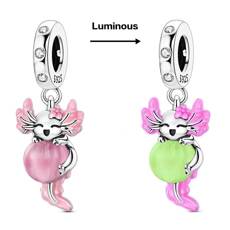 Lnlaid With Zircon Crown Charm Beads Copper Pink Robot Poodle Dangle For Original Braceletccharms Pendant Jewelry