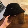 Retro Vintage Plüsch Fischerkappen Breitkrempiger Warmer Beckenhut Damen Bucket Hat Weiblich Dame