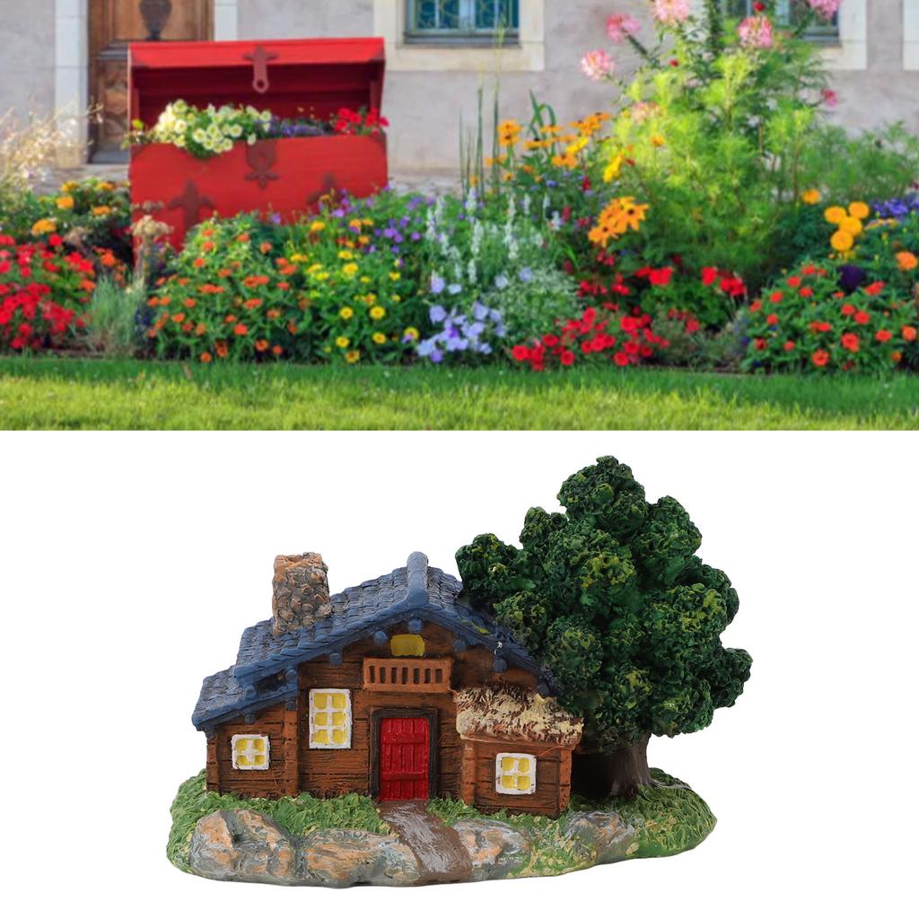 Landscape House Figurine Resin Village Hut Ornament Bonsai Decoration for Home Gardening