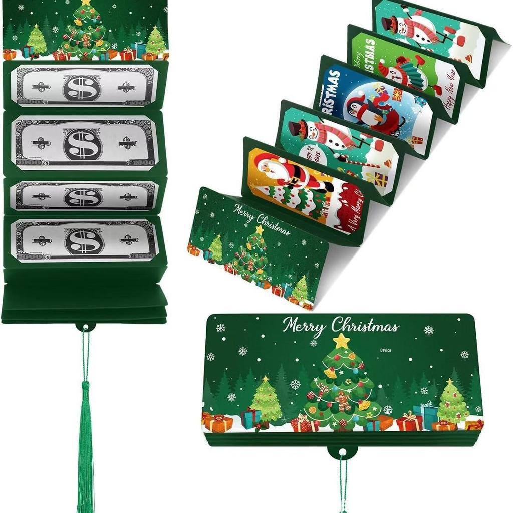 2026 Christmas Surprise Red Envelope Money Box with 10 Card Slots