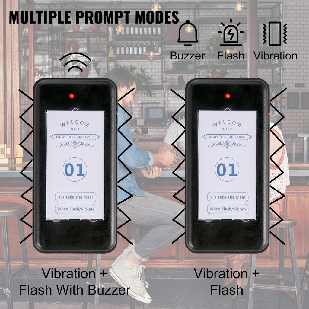 Restaurant-Pager 16 Untersetzer Paging-System Max. 98 Kinderbetreuungs-Pager Kabelloses Paging Warteschlangen-Rufsystem Touchscreen mit Vibration, Blinken und