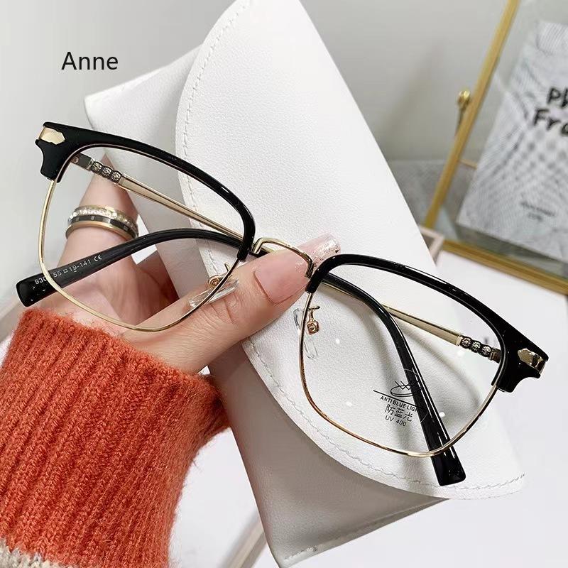 

Fashion Men Glasses Vintage Half-frame Square Anti Blue Light Myopia Glasses Finished Prescription Eyewear 0-0.5-1.0-1.5 gafas 0