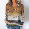 Tricou cu Mânecă Lungă cu Imprimeu Peisaj Natural Toamnă Casual Tricouri Femeie Zilnic Largi Îmbrăcăminte Femei Pulover Vintage Streetwear